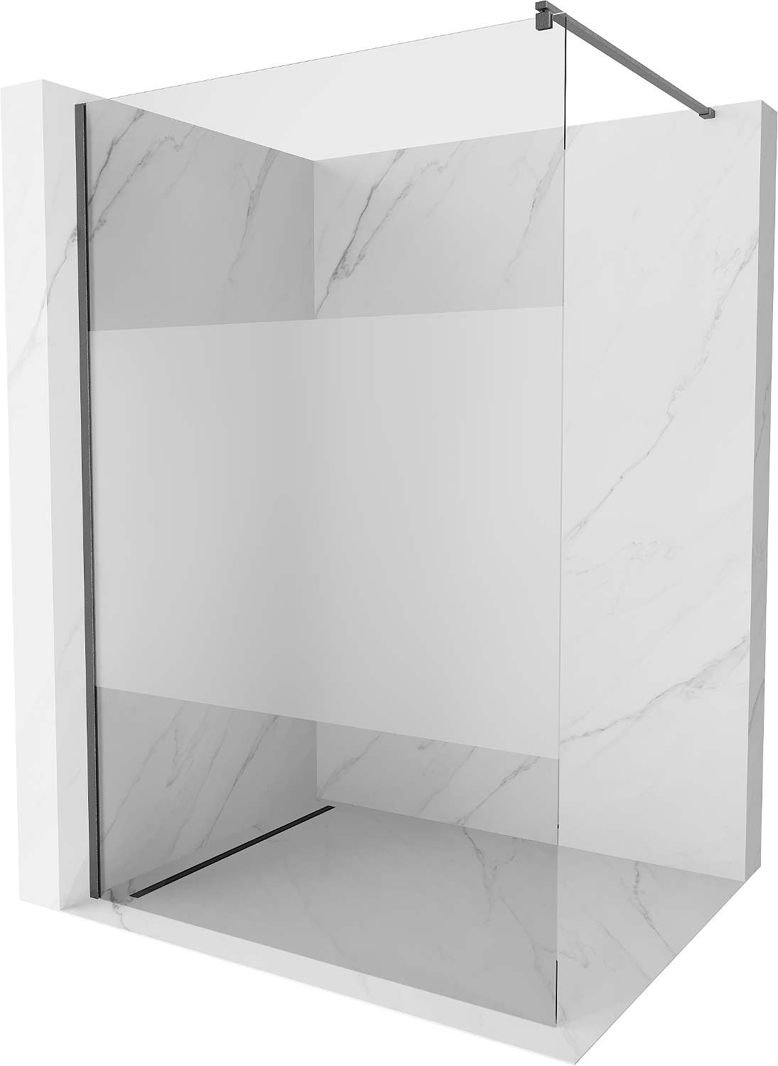 Mexen Kioto ścianka prysznicowa Walk-in 80 x 200 cm, transparent/szron 8 mm, gun gray szczotkowany - 800-080-101-66-35
